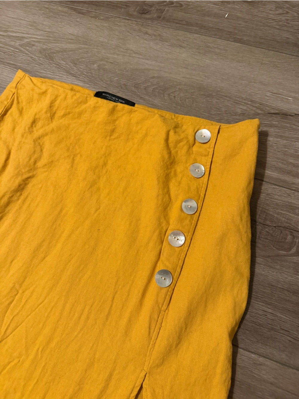 Marc New York Mustard Yellow Midi Skirt with Side Buttons - Picture 3 of 6